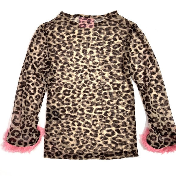 Lazy Oaf G.E.M Sheer Leopard Top with Pink
Faux Fur Trim Size XS - Picture 2 of 7